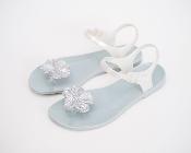 Sandales Hibis Blanc Argent Pailleté et Gris Pastel